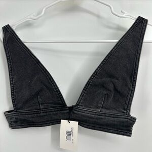 LNDN Denim bralette top Women’s Size XS New with Tags Black
